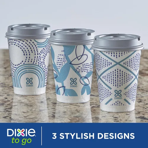 Vista 10 de Dixie To Go - Tazas de café de papel con tapas, 12 onzas, 66 unidades, vasos de papel aislantes desechables para bebidas calientes o frías
