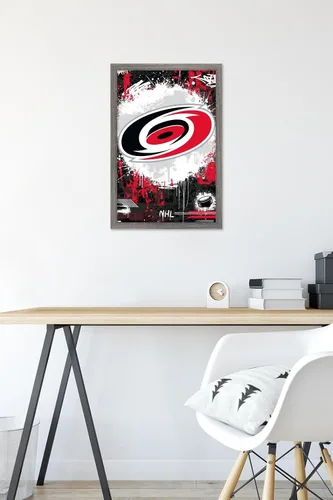 Vista 6 de Trends International NHL Carolina Hurricanes - Póster de pared Maximalist Logo 23, 22.4 pulgadas de largo x 14.7 W, versión enmarcada en madera