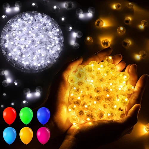 Vista 19 de 50 luces de globo, mini luces LED, redondas, largas esperas, lámpara de bola para linterna de papel, fiesta de cumpleaños, Navidad, Halloween, Azul