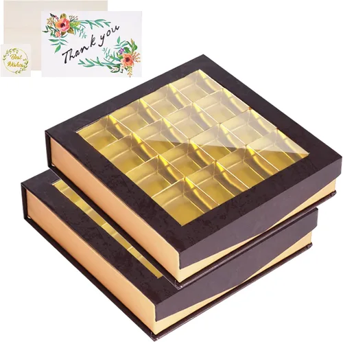 Vista 8 de Bumlon Cajas de chocolate vacías, cajas de trufas con divisores, caja de chocolate con ventana y cierre magnético para chocolate hecho a mano, mini