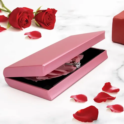 Vista 6 de Caja de anillos de compromiso, caja de anillos de rosa, soporte de almacenamiento de joyas sorpresa para mujer como propuesta de compromiso, anillo