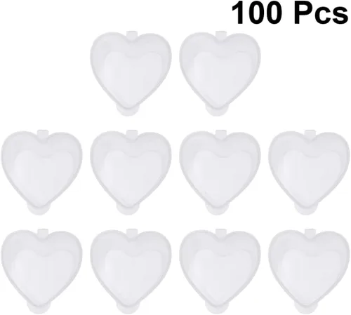 Vista 4 de Didiseaon Recipiente de condimentos en forma de corazón, de plástico transparente, cajas pequeñas con tapa para el hogar, cocina, comida