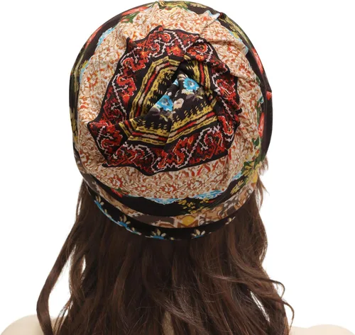 Vista 5 de ZLYC Gorro fino de verano para mujer, diseño floral, ligero, holgado Café étnico