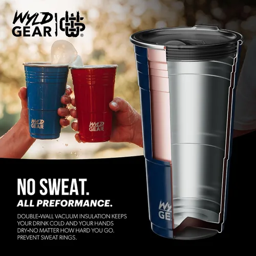 Vista 4 de Wyld Gear - Taza de metal reutilizable de acero inoxidable de 16 onzas con tapa