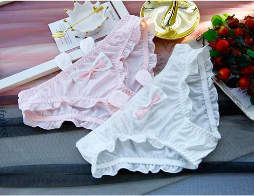 Vista 2 de Bragas de bikini para mujer, lencería japonesa, paquete de 2 unidades, ropa interior Kawaii Cosplay