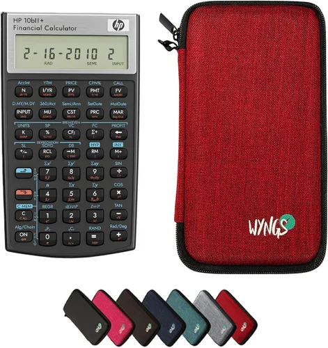 Vista 9 de HP 10B II Plus/Hewlett Packard 10BII+ Calculadora científica financiera + funda protectora WYNGS color negro