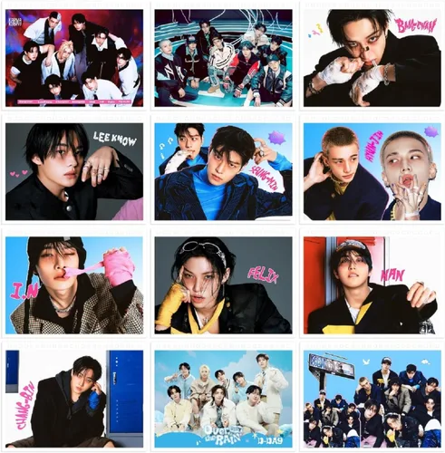 Vista 4 de Calendario de escritorio de regalo de Stray Kids 2025-2026, Calendario de escritorio con fotos de Stray Kids para el Año Nuevo (Morado)