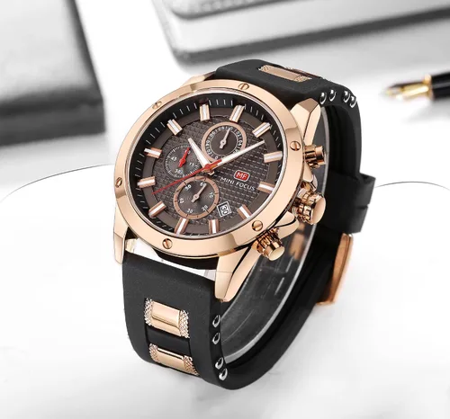 Vista 3 de Reloj cronógrafo para hombre Mini Focus Fashion Impermeable Silicona Militar Reloj Analógico Fecha Cuarzo Reloj Deportivo para Hombre