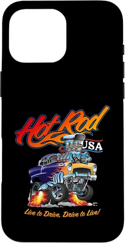 Vista 19 de Hotrod USA Design Classic Retro Muscle Car Dragster Cartoon Case for iPhone 17