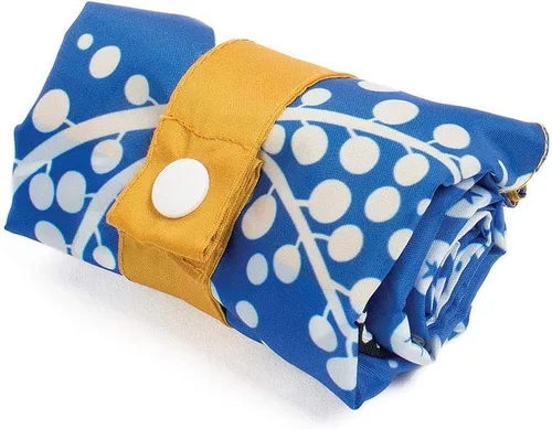 Vista 3 de LOQI Bolsas de compras reutilizables con semillas (juego de 3), campanas de coral, aciano, verde azulado