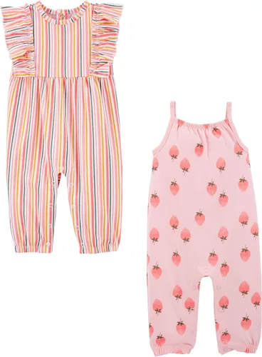 Vista 6 de Simple Joys by Carter's - Monos de moda para bebés, paquete de 2 Cisnes grises/rayas rosadas
