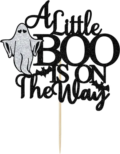 Vista 5 de A Little Boo is on The Way - Decoración para tartas de Halloween, baby shower, Little Boo, decoraciones temáticas de Halloween para fiestas de baby