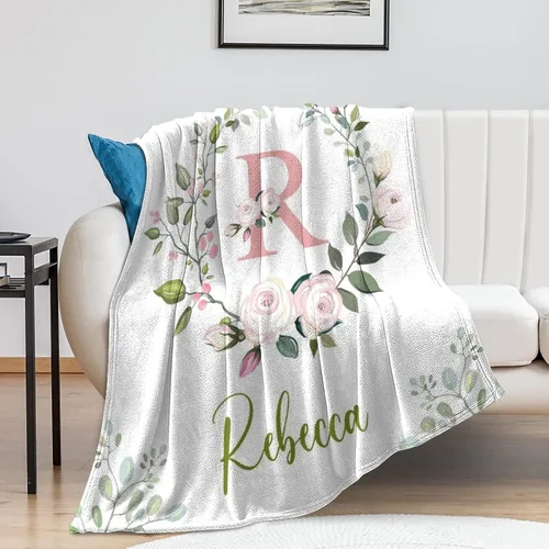 Vista 3 de Manta de bebé personalizada para niñas con nombre, manta de bebé personalizada con nombre, manta de envoltura floral para recién nacidos, niños