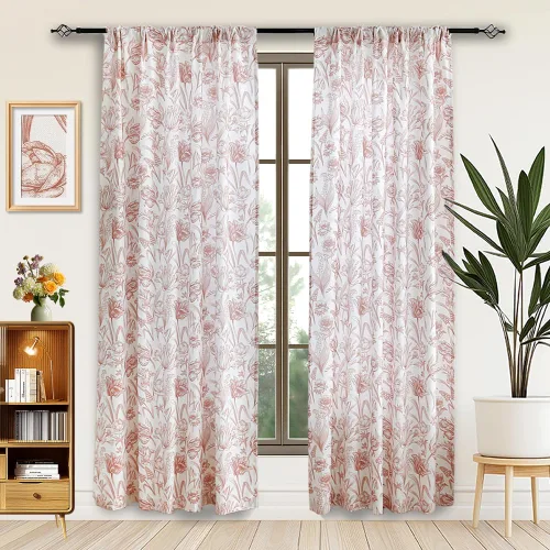 Vista 11 de Autum Dream - Cortinas opacas de felpilla para dormitorio, con pestaña trasera, bolsillo para barra, cortinas de granja con estampado floral