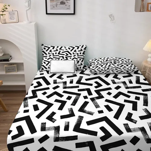 Vista 3 de Sábanas abstractas para cama de tamaño King, sábanas de cama en blanco y negro, microfibra suave, bolsillo profundo, sábanas y fundas de almohada