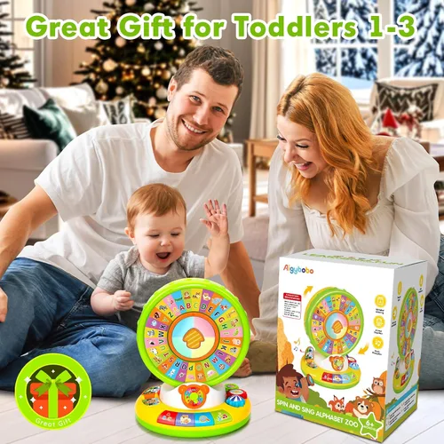 Vista 2 de Juguete para niños y niñas de 1, 2 y 3 años, juguetes musicales de aprendizaje para bebés que giran y cantan el alfabeto para niños pequeños