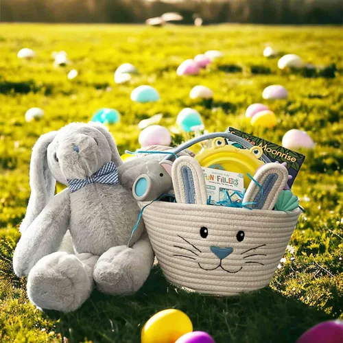 Vista 9 de DIBSIES Hoppity Floppity Bunny personalizado de 18 pulgadas (conejito gris con pajarita azul)