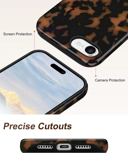 Vista 375 de Jusy Funda compatible con MagSafe con estampado de caparazón de tortuga marrón para iPhone 7/8/SE, cubierta protectora de TPU suave magnética