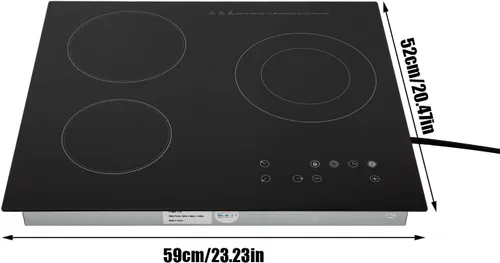 Vista 8 de Estufa eléctrica de cerámica de 23.2 pulgadas, 2600 W, 110 V, 3 quemadores, estufa radiante con temporizador, bloqueo de seguridad para niños