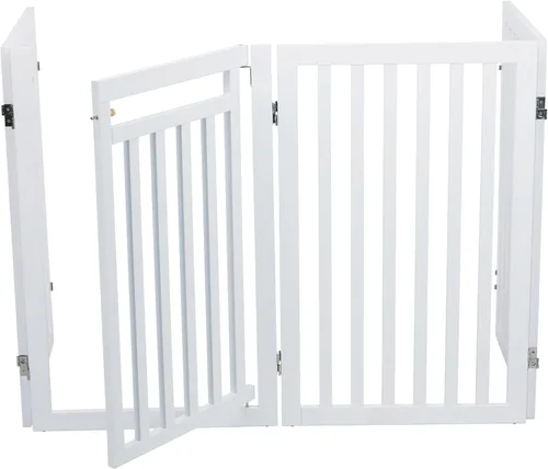 Vista 7 de Trixie Puerta independiente para mascotas de 4 paneles, valla de barrera plegable para perros de 31.5 pulgadas de alto, ancho máximo de 81.2