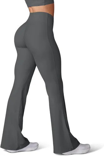 Vista 66 de HEGALY Pantalones de yoga acampanados para mujer, leggings cruzados, suaves, de cintura alta, pantalones casuales de entrenamiento con corte de bota