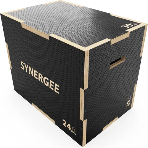 Vista 8 de Synergee Caja pliométrica antideslizante 3 en 1 para entrenamiento y acondicionamiento de saltos. Plyo de madera y caja pliométrica suave todo