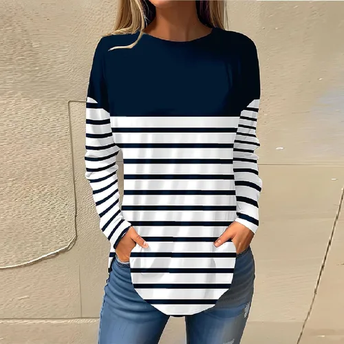 Vista 2 de Sudaderas de manga larga con cuello redondo para mujer, a la moda, de otoño, 2023, de color sólido, para invierno, trajes lindos de moda