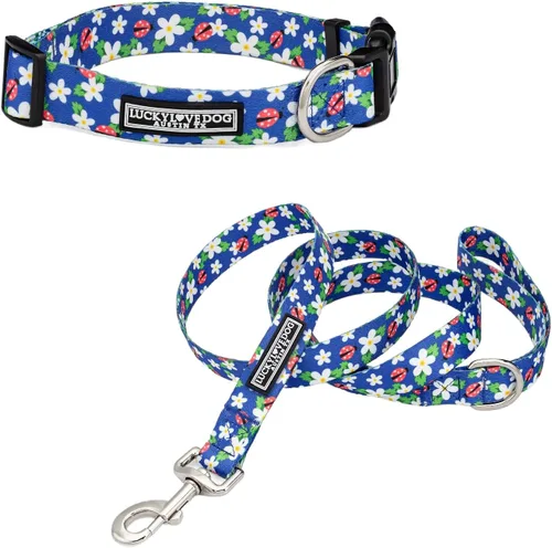 Vista 21 de Lucky Love Dog - Collar para perras pequeñas, diseño Blackbird de estampado alegre con flores de primavera y verano, talla XS Collar Blackbird