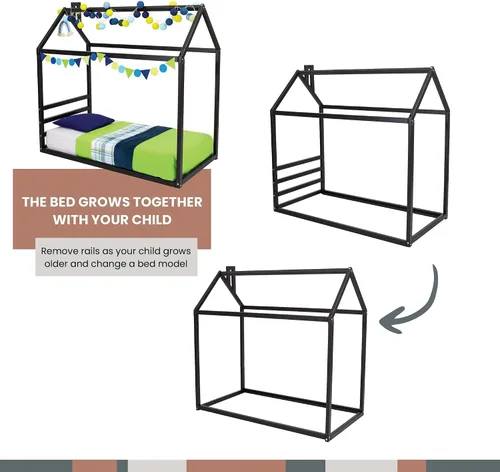 Vista 2 de Cama para niños, cama Montessori, cama Montessori para niños, cama de casa para niños, cama con dosel para niños, tamaño individual de EE. UU