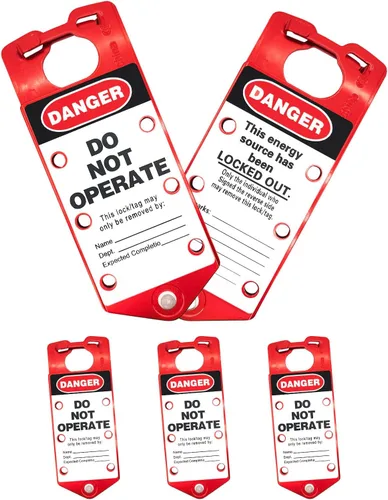 Vista 9 de Lockout Tagout Hasp 5 Pack 6 Agujero Diseño Seguridad Hebilla de Aluminio Bloqueo Azul