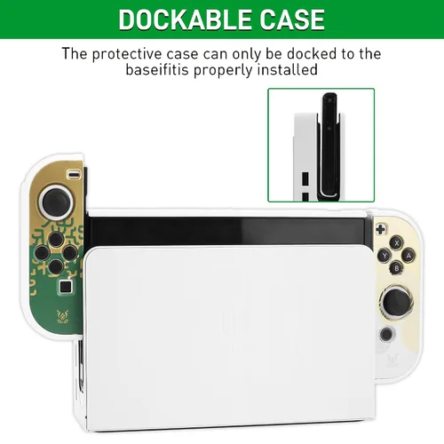 Vista 4 de GLDRAM Theme for Zelda Protective Case Compatible with Nintendo Switch OLED, Anti-Scratch Accessories Bundle for Tears of the Kingdom with Dockable