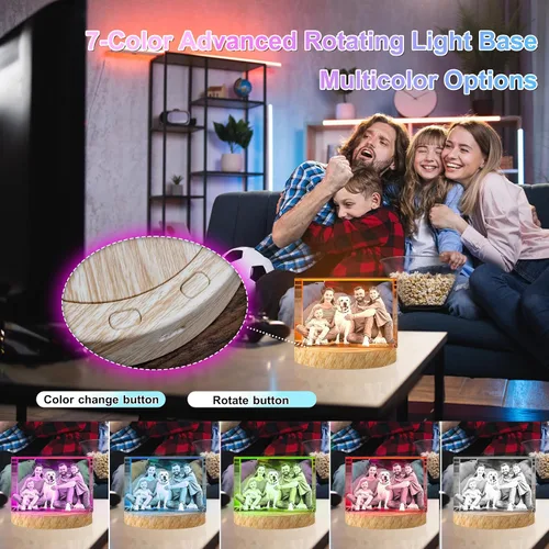 Vista 6 de Foto de cristal 3D personalizada, regalos personalizados para mujeres, hombres, ella, él, mamá, papá, parejas, imagen de vidrio grabado con láser