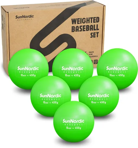 Vista 9 de SunNordic 16oz Weighted Baseball Set for Pitching & Power Training