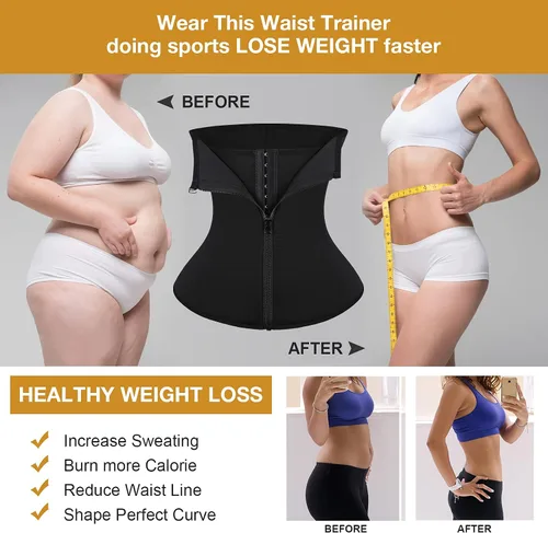Vista 3 de FeelinGirl Entrenador de cintura de látex para mujer, faja transpirable, faja moldeadora de cintura para entrenamiento, reloj de arena