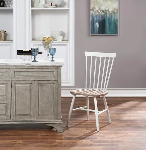 Vista 4 de OSP Home Furnishings Eagle Ridge - Sillas de comedor tradicionales de madera maciza estilo Windsor, paquete de 2, color crema