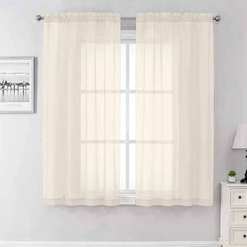 Vista 122 de Aiyufeng 2 paneles de cenefa transparente negra de 14 pulgadas de largo, cortinas cortas negras transparentes para dormitorio, cortinas de cocina