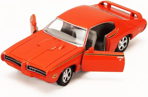 Vista 2 de Motormax 73133 1969 Pontiac GTO Naranja 1:24 Escala Diecast Modelo Coche