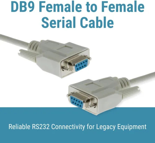 Vista 2 de DB9 - Cable serie hembra a hembra, 6 pies, garantía de por vida