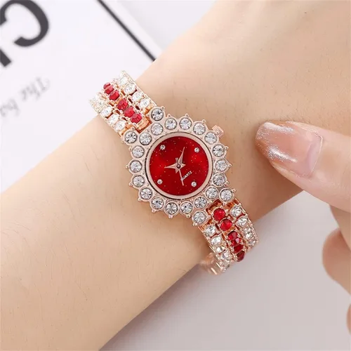 Vista 2 de CdyBox Reloj de pulsera de cuarzo con correa de acero para mujer, con diamantes