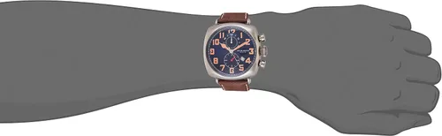 Vista 4 de Akribos XXIV AK786 - Reloj cronógrafo de cuarzo para hombre, 2 subesferas y ventana de fecha en correa de piel con costuras en contraste