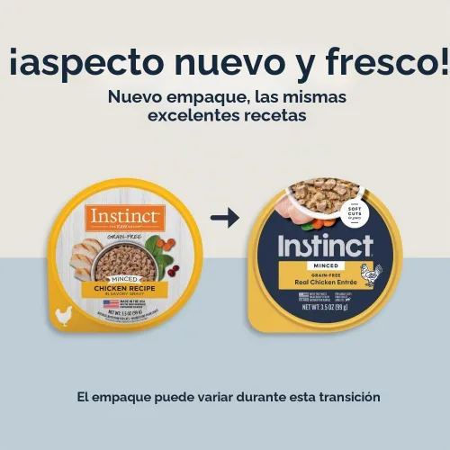 Vista 2 de Instinct Receta picada sin granos con pollo real, comida húmeda natural para gatos, tazas de 3.5 onzas (caja de 12)