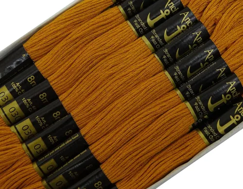 Vista 2 de IBA Indianbeautifulart Anchor - Hilo de bordado de algodón trenzado a mano, 25 madejas, color amarillo mostaza