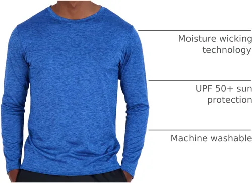 Vista 36 de Real Essentials Paquete de 4 unidades: camiseta de manga larga para hombre Dry Fit, disipa la humedad, protección solar FPU 50+ contra rayos