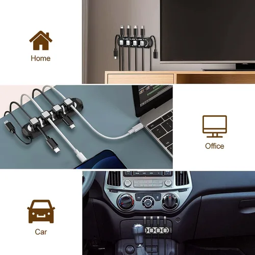 Vista 6 de Dracool Soporte magnético para cables, 6 ranuras, organizador de cables, organizador de cables, organizador de cables debajo del escritorio