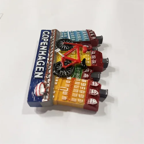 Vista 5 de Copenhague Dinamarca - Imán de nevera 3D, regalo de recuerdo de resina, hecho a mano, imán de nevera de Copenhague, colección de decoración
