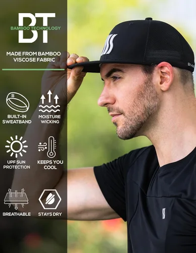 Vista 2 de SAAKA Gorra de rendimiento Snapback para hombres y mujeres. Ajuste ajustable y absorbe el sudor. Ideal para correr, tenis y golf.