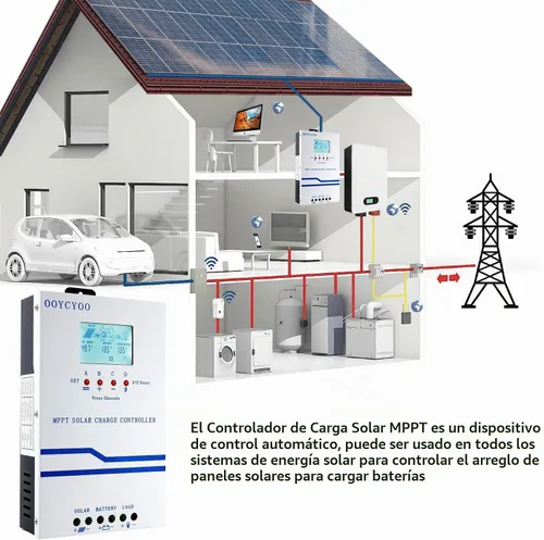 Vista 6 de Controlador de carga solar 40A MPPT 12V 24V 36V 48V Controlador 40amp Regulador de carga solar MPPT 160V con pantalla LCD Funciona con AGM, Gel