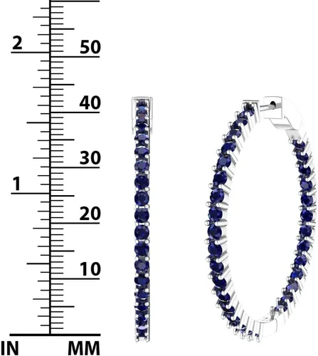 Vista 4 de Belinda Jewelz - Aretes de aro, aretes de eternidad con 62 piedras preciosas de colores, aretes de eternidad con piedra natal para mujer, joyería