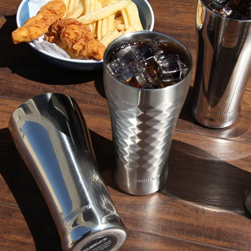 Vista 6 de Cupture® Taza de pinta aislada al vacío de doble pared - 16 oz Cromo + acolchado