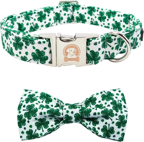 Vista 20 de MR. CHUBBYFACE - Collar de perro de San Valentín con corbatín, lindo collar de perro con corazón azul con hebilla de metal, collar de algodón